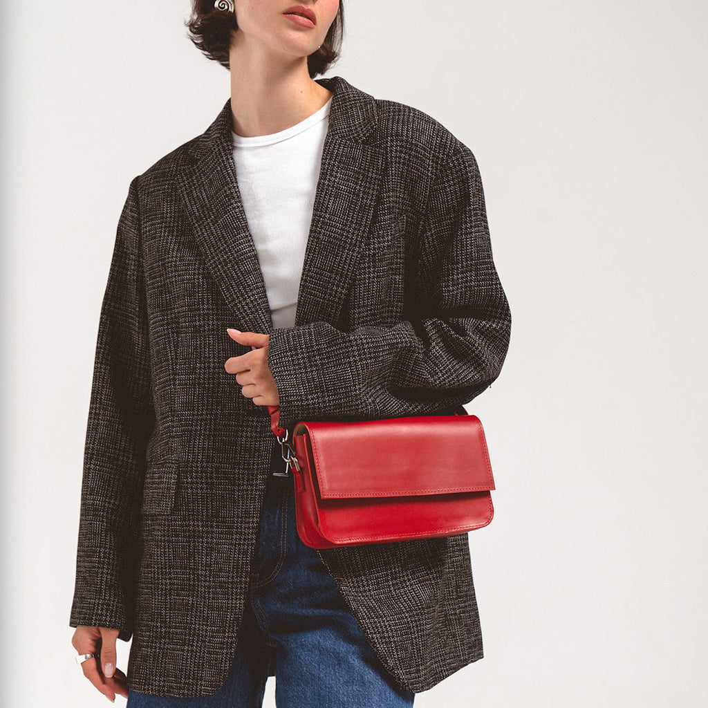 Leather Shoulder Bag - Curie  (Brown)